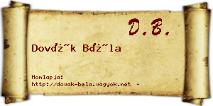 Dovák Béla névjegykártya