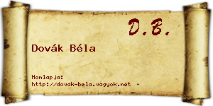 Dovák Béla névjegykártya